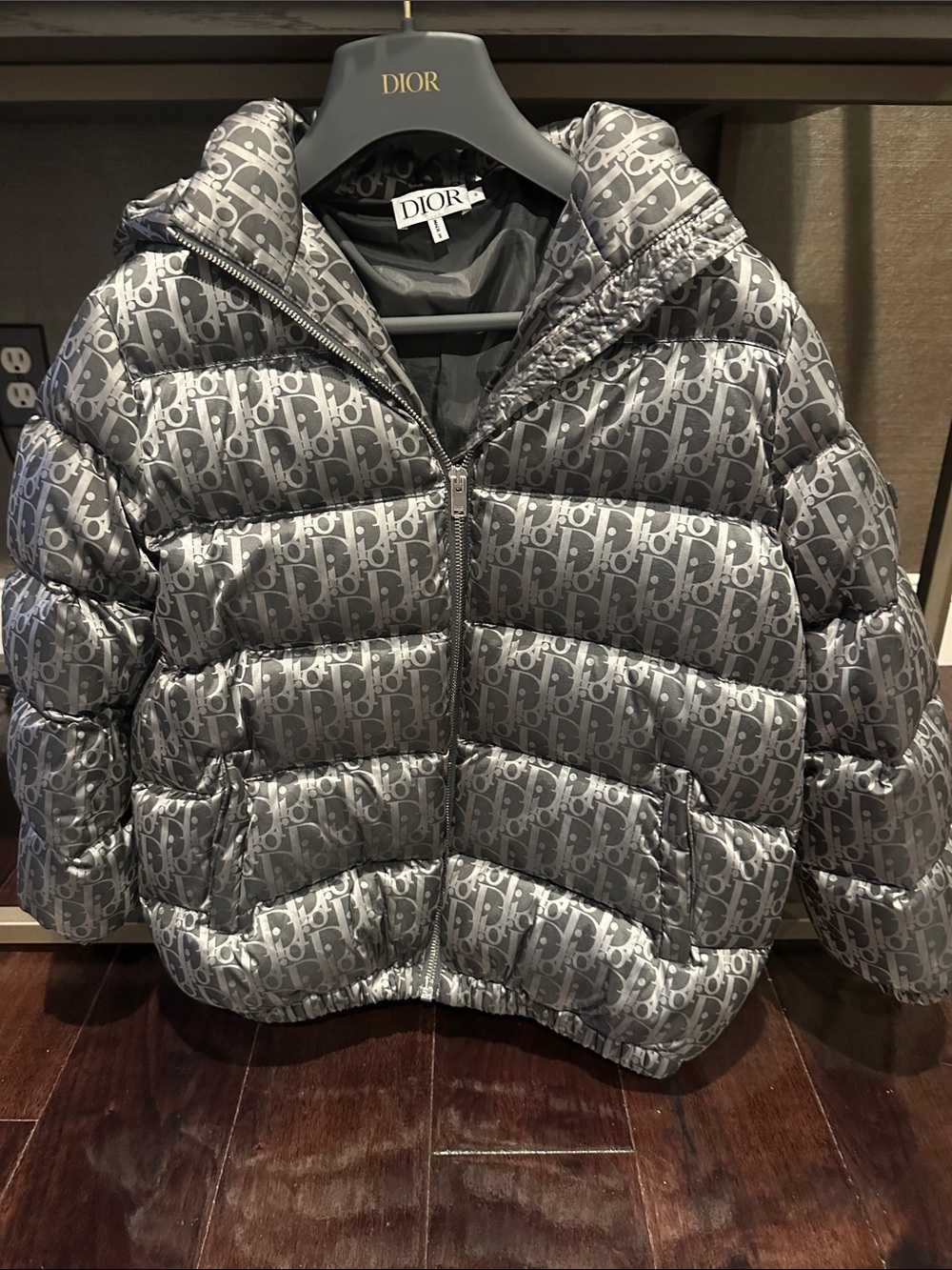 Dior Kids Silver-Gray Monogram Puffer Jacket Size 8